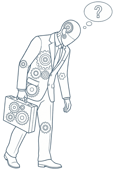 A lost blueprint figure wondering where to go